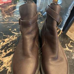 Dr. Martens Teresa Brown Leather Buckle Ankle Boots